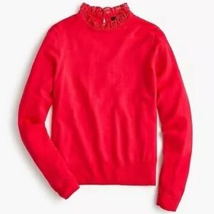 J CREW Lace Collar Tippi Sweater. Medium. Rose pink